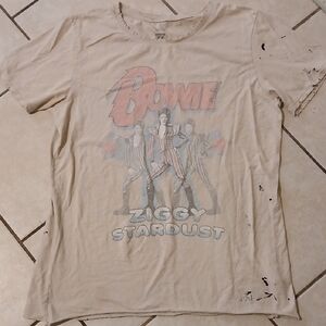 RECYCLED KARMA Womens Size L Bowie Distressed Grunge Tshirt